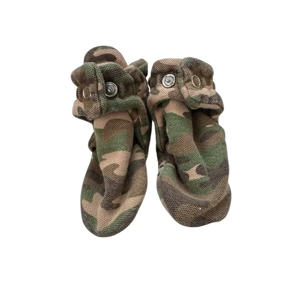 ROBEEZ Camo Print Canvas Snap Booties 6-12 Months Cotton Slippers Pre-walker